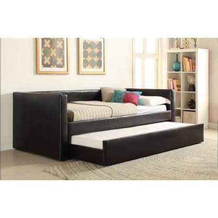 Aelbourne Black PU Wood Daybed & Trundle
